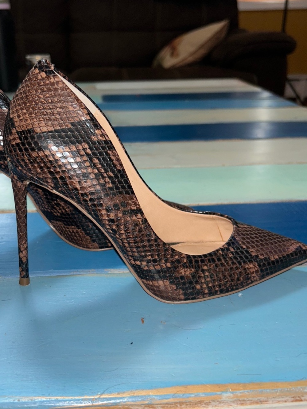 Steve Madden Vala Snakeskin Print Pointed Toe Stiletto Pumps Women's Size 8M